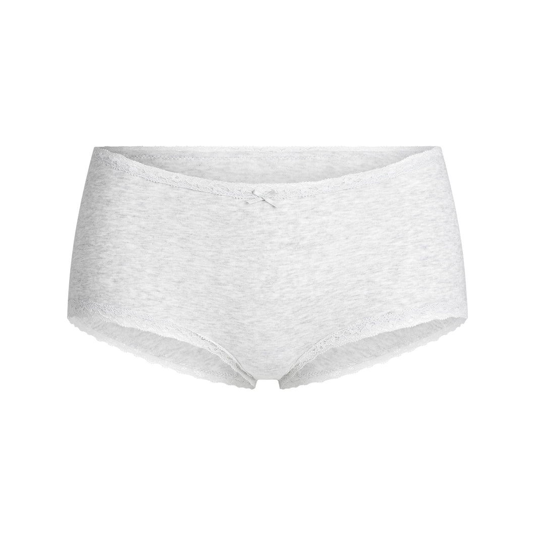 LIGHTWEIGHT COTTON LACE BOY SHORT | LIGHT HEATHER GREY