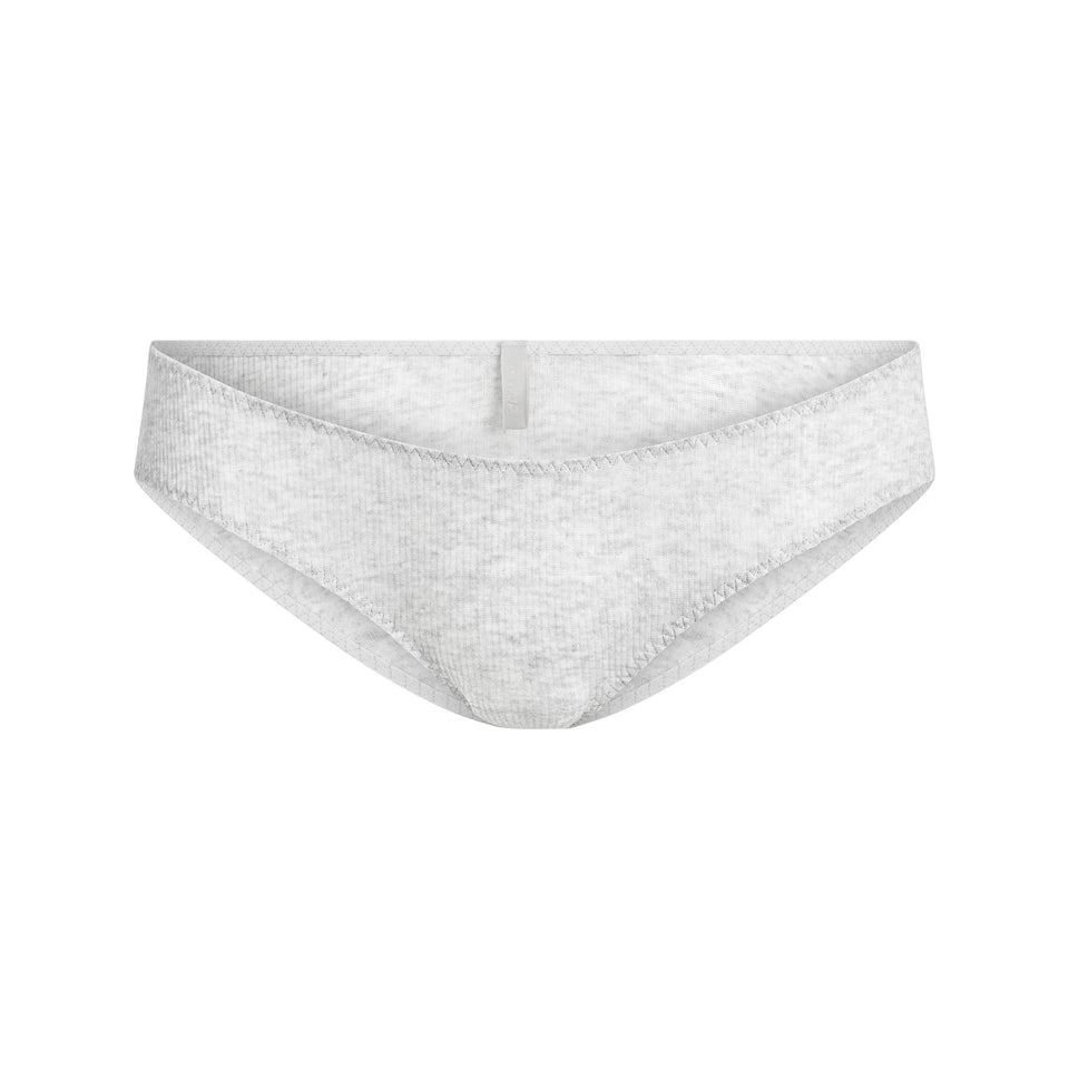 SHEER RIB LOW RISE HIPSTER | LIGHT HEATHER GREY