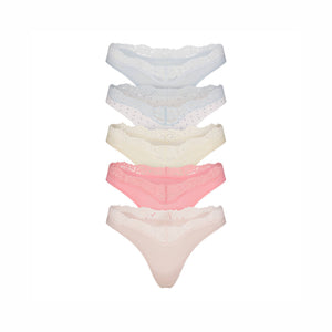 FITS EVERYBODY LACE DIPPED THONG 5-PACK | PIN DOT MULTI