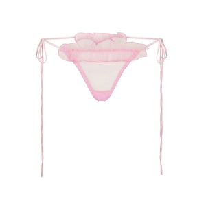 EMBROIDERED TULLE TIE BRALETTE AND THONG SET | BUBBLE GUM