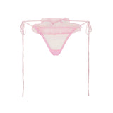 EMBROIDERED TULLE TIE BRALETTE AND THONG SET | BUBBLE GUM