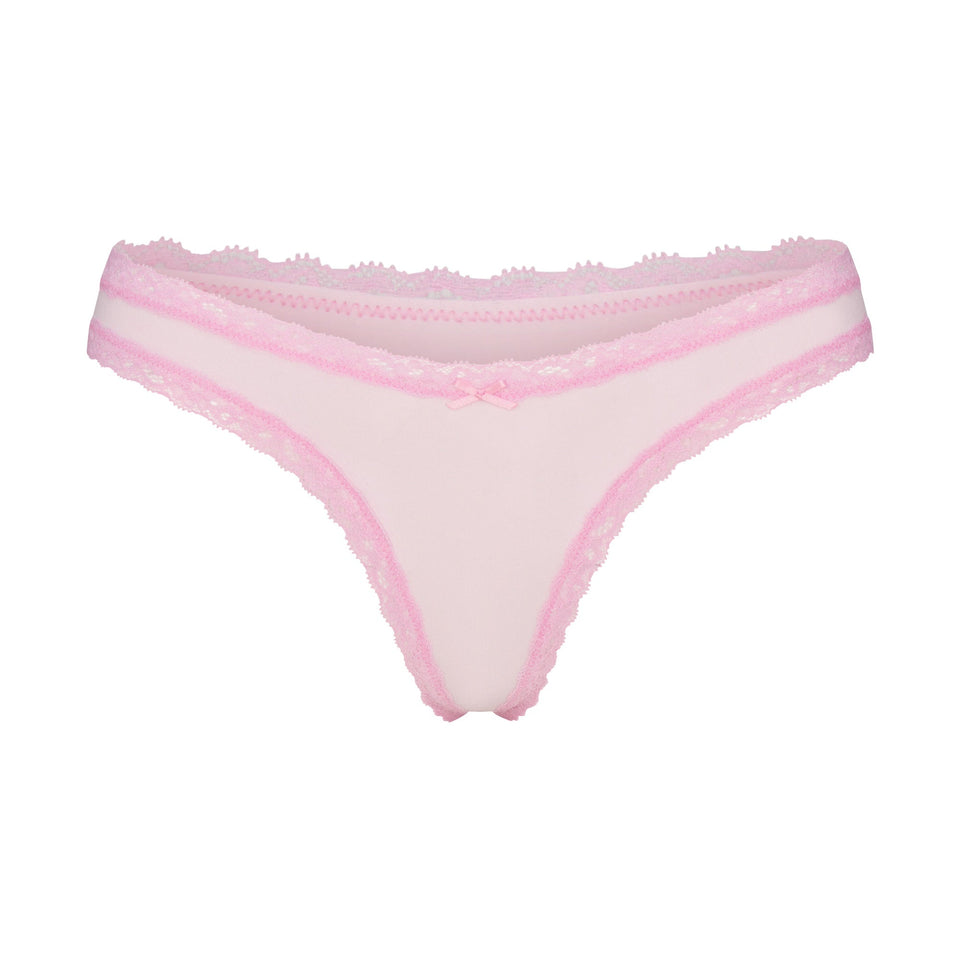 LIGHTWEIGHT COTTON LACE THONG | CHERRY BLOSSOM