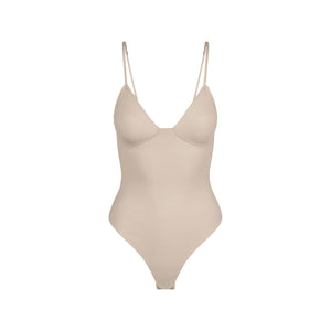 COTTON SHAPEWEAR THONG BODYSUIT | LINEN