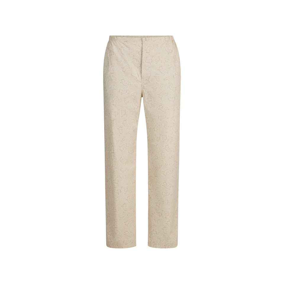 COTTON POPLIN MENS LONG SLEEP SET | TAN PAISLEY PRINT