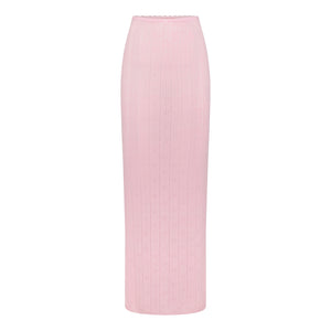 SWEATER POINTELLE LONG SKIRT | BABY PINK