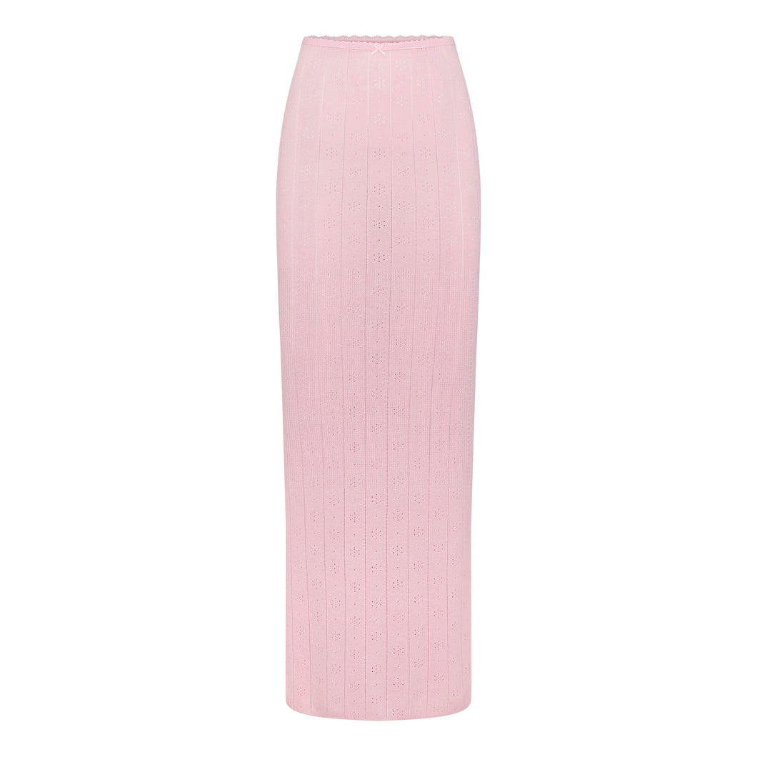 SWEATER POINTELLE LONG SKIRT | BABY PINK