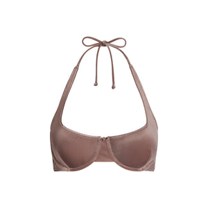 VELVET SWIM UNDERWIRE SCOOP BIKINI TOP | UMBER