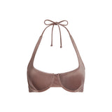 VELVET SWIM UNDERWIRE SCOOP BIKINI TOP | UMBER