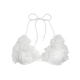 BRIDAL SWIM RUFFLE TRIANGLE BIKINI TOP | SNOW