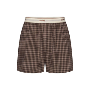 COTTON POPLIN MENS LOGO BAND BOXER | ESPRESSO CHECK