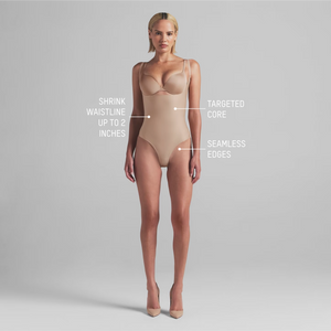 SKIMS BODY CORE SCULPT OPEN BUST THONG BODYSUIT | ONYX