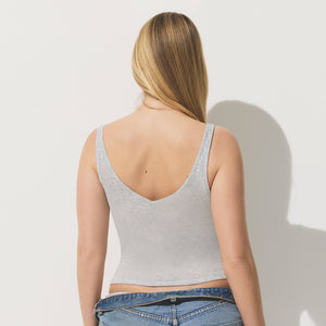 SHEER RIB V NECK TANK | LIGHT HEATHER GREY