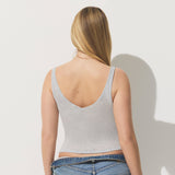 SHEER RIB V NECK TANK | LIGHT HEATHER GREY