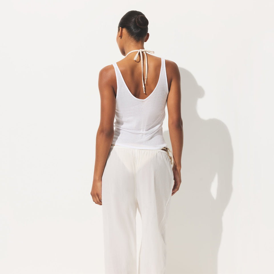 SHEER RIB V NECK TANK | SNOW