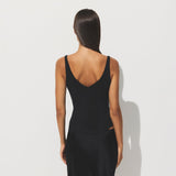 SHEER RIB V NECK TANK | SOOT