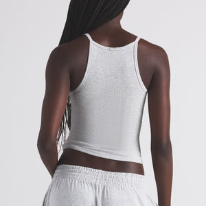 COTTON RIB LONG CAMI | LIGHT HEATHER GREY