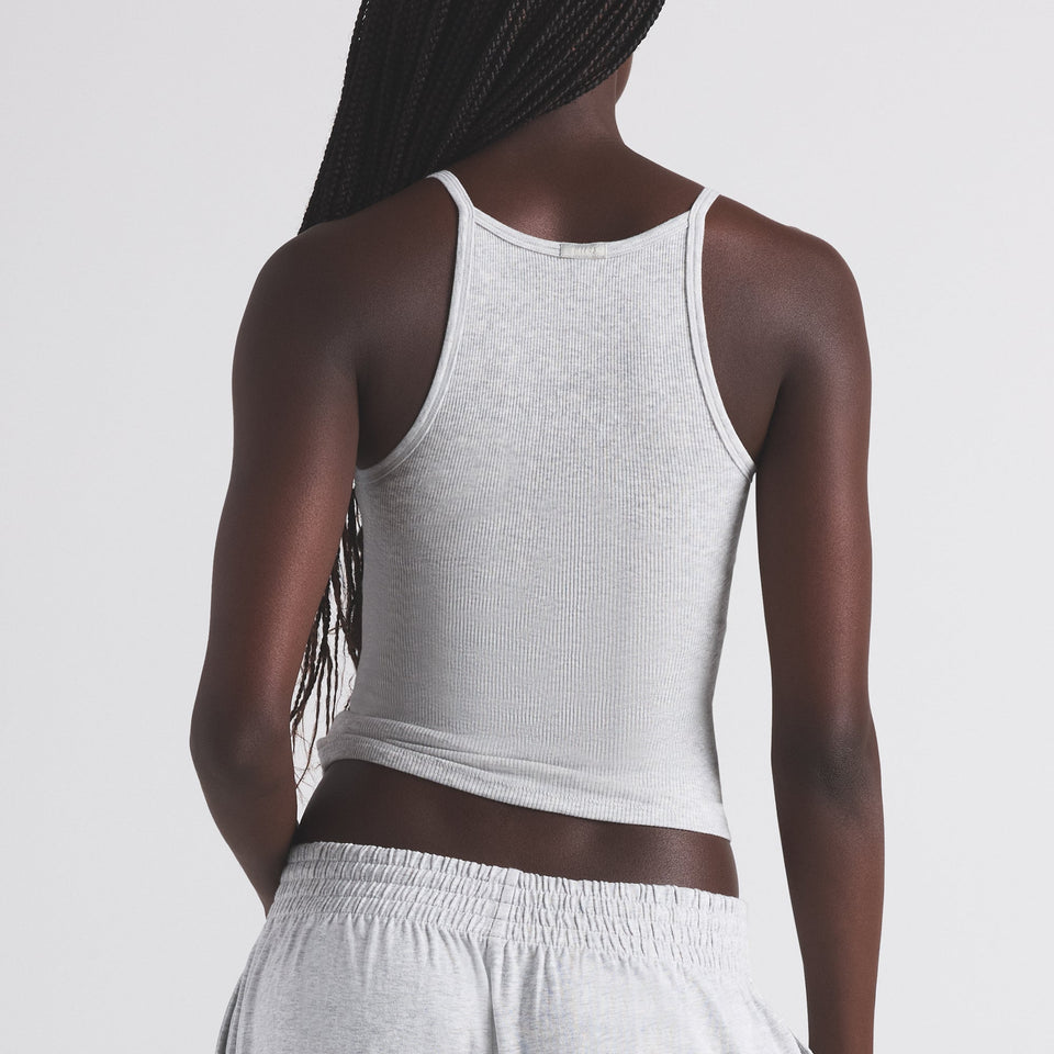 COTTON RIB LONG CAMI | LIGHT HEATHER GREY