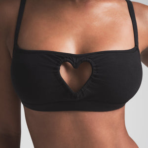 COTTON JERSEY HEART SCOOP BRALETTE | SOOT
