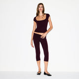 COTTON JERSEY SCOOP NECK T-SHIRT | CURRANT