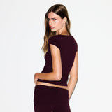 COTTON JERSEY SCOOP NECK T-SHIRT | CURRANT