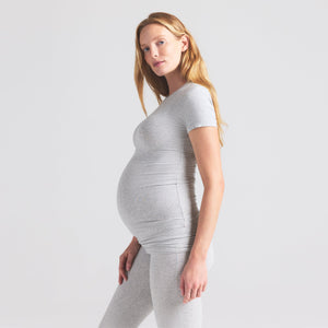 COTTON JERSEY MATERNITY T-SHIRT | LIGHT HEATHER GREY