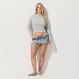 SHEER RIB T-SHIRT | LIGHT HEATHER GREY