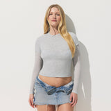 SHEER RIB T-SHIRT | LIGHT HEATHER GREY