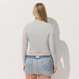 SHEER RIB T-SHIRT | LIGHT HEATHER GREY