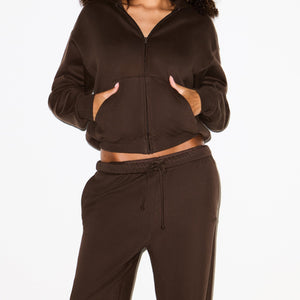 COTTON FLEECE CLASSIC STRAIGHT LEG PANT | DARK SEPIA