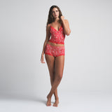 FITS EVERYBODY LACE TRIANGLE CAMI AND BOY SHORT SET | RED SNOWFLAKE FAIR ISLE