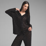 SHEER VELVET LONG SLEEP SET | ONYX