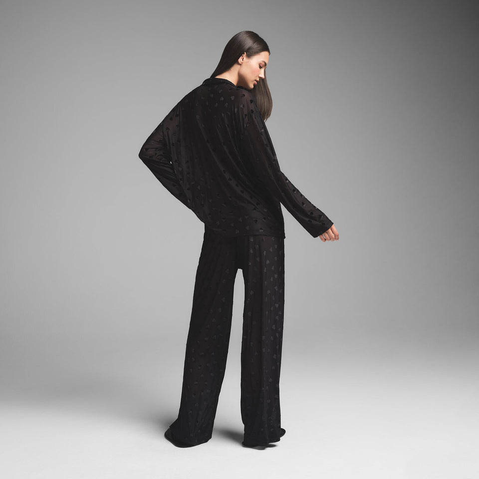 SHEER VELVET LONG SLEEP SET | ONYX