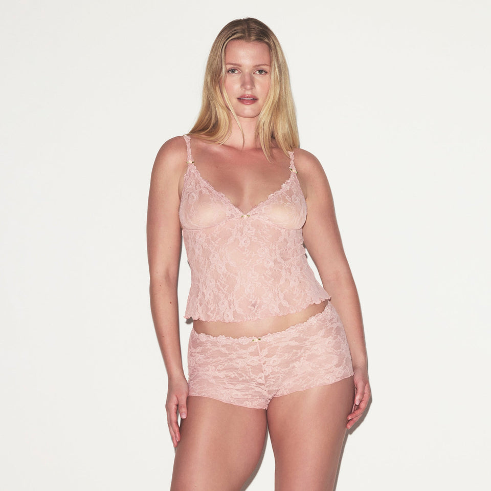 STRETCH LACE TRIANGLE CAMI AND SHORT SET | MORGANITE