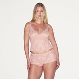 STRETCH LACE TRIANGLE CAMI AND SHORT SET | MORGANITE