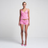 STRETCH LACE TRIANGLE CAMI AND SHORT SET | SUGAR PINK
