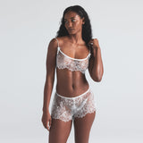 ULTRA FINE LACE BRALETTE AND SHORT SET | MARBLE