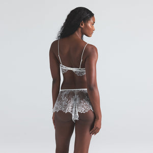 ULTRA FINE LACE BRALETTE AND SHORT SET | MARBLE