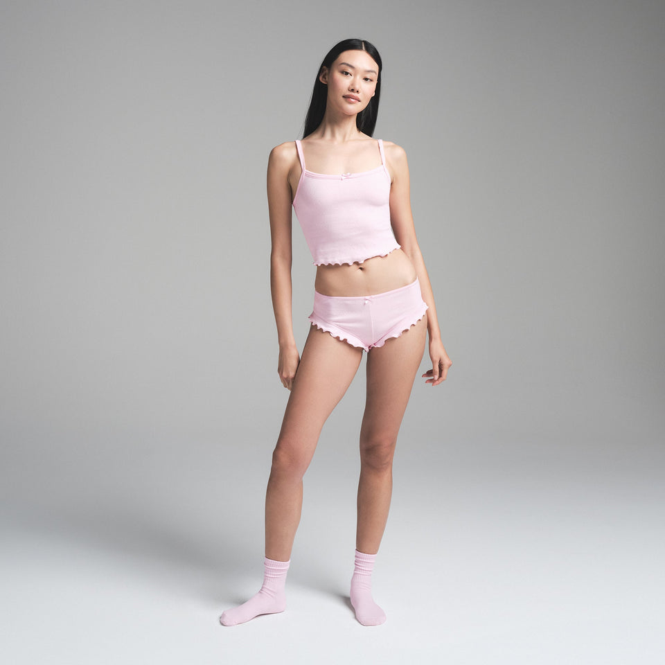 LOGO POINTELLE CROPPED CAMI SET | CHERRY BLOSSOM