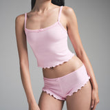 LOGO POINTELLE CROPPED CAMI SET | CHERRY BLOSSOM