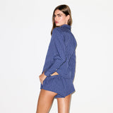 COTTON POPLIN MICRO SHORT SLEEP SET | NAVY CHECK