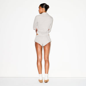 COTTON POPLIN MICRO SHORT SLEEP SET | SILVER CHECK