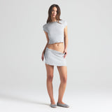 DROP NEEDLE POINTELLE BABY TEE | LIGHT HEATHER GREY