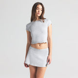 DROP NEEDLE POINTELLE BABY TEE | LIGHT HEATHER GREY