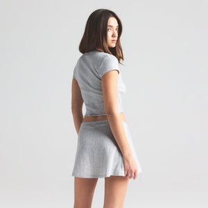 DROP NEEDLE POINTELLE BABY TEE | LIGHT HEATHER GREY