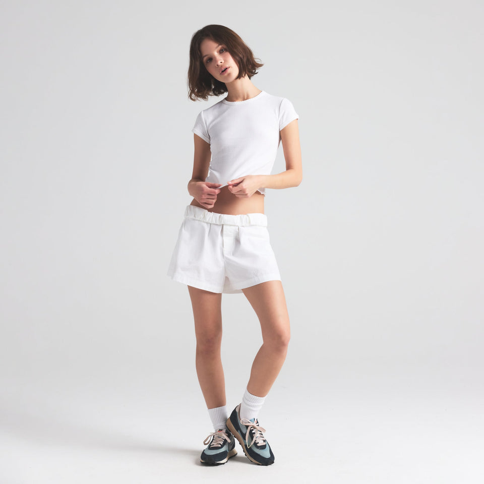 DROP NEEDLE POINTELLE BABY TEE | SNOW