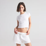 DROP NEEDLE POINTELLE BABY TEE | SNOW