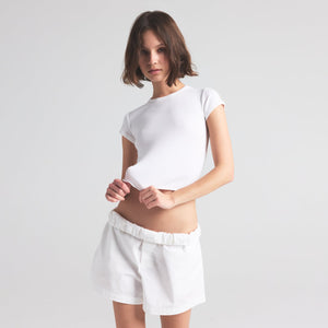DROP NEEDLE POINTELLE BABY TEE | SNOW
