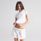DROP NEEDLE POINTELLE BABY TEE | SNOW