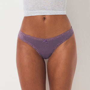 LIGHTWEIGHT COTTON LACE THONG | FIG TONAL