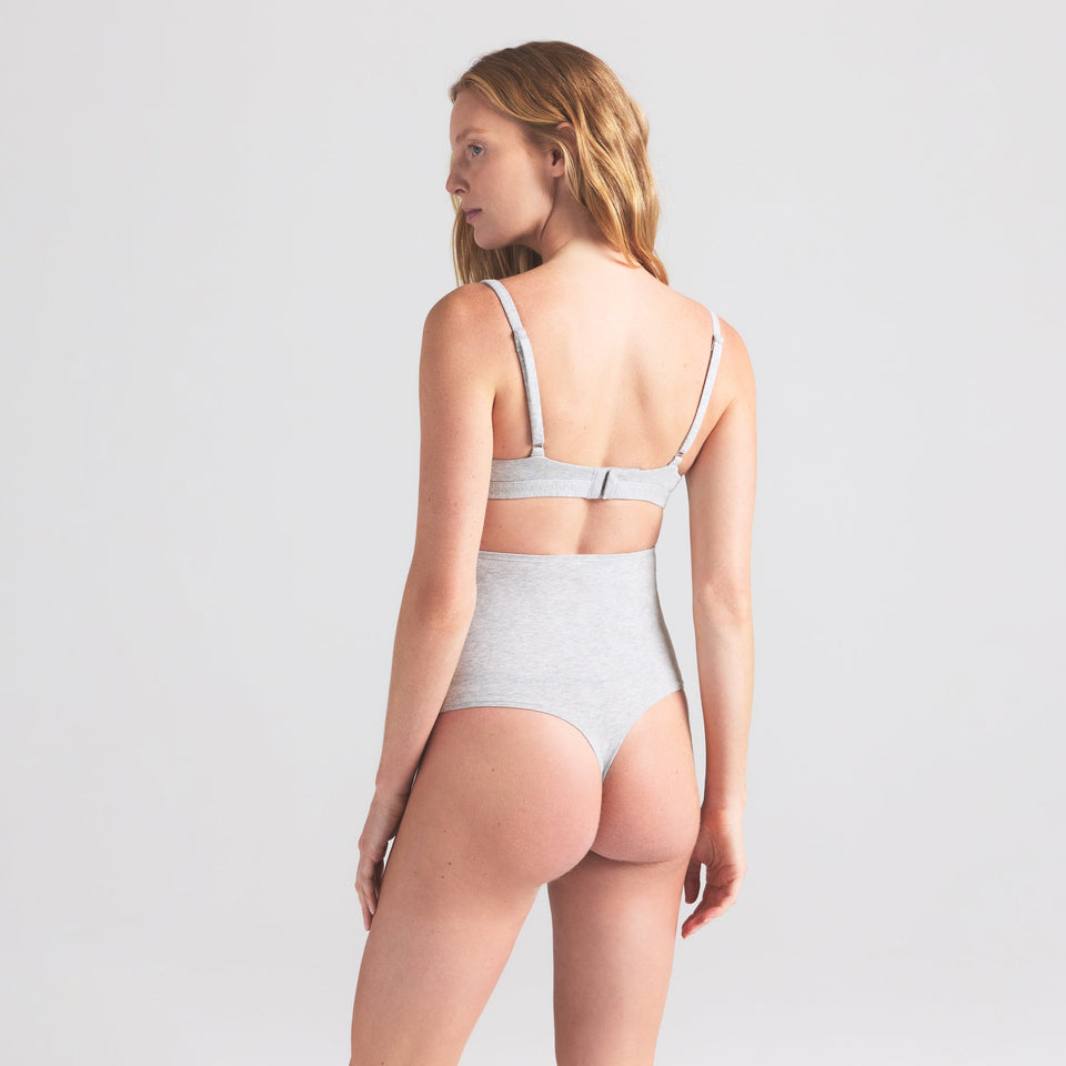 COTTON JERSEY MATERNITY HIGH-WAISTED THONG | LIGHT HEATHER GREY